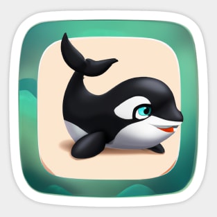 Cute Orca Drawing Sticker